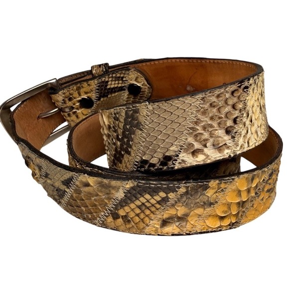 Genuine Python Snakeskin Leather Belt Tan Brown Mens Size 42 Exotic Western USA - Picture 12 of 16
